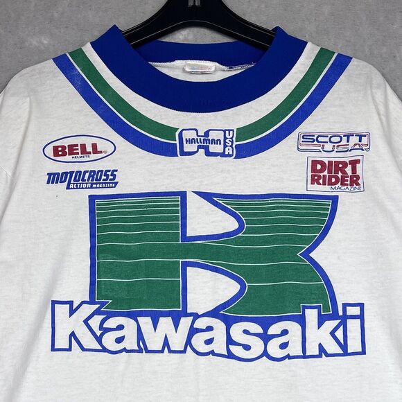Vintage Kawasaki Motocross Shirt Racing Jersey Men Large AHRMA MX KX BMX 80s 90s - Picture 3 of 16